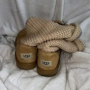 UGG | Shoes | Ugg Chestnut Suede Boots With Knit Cuff Sz 7 Like